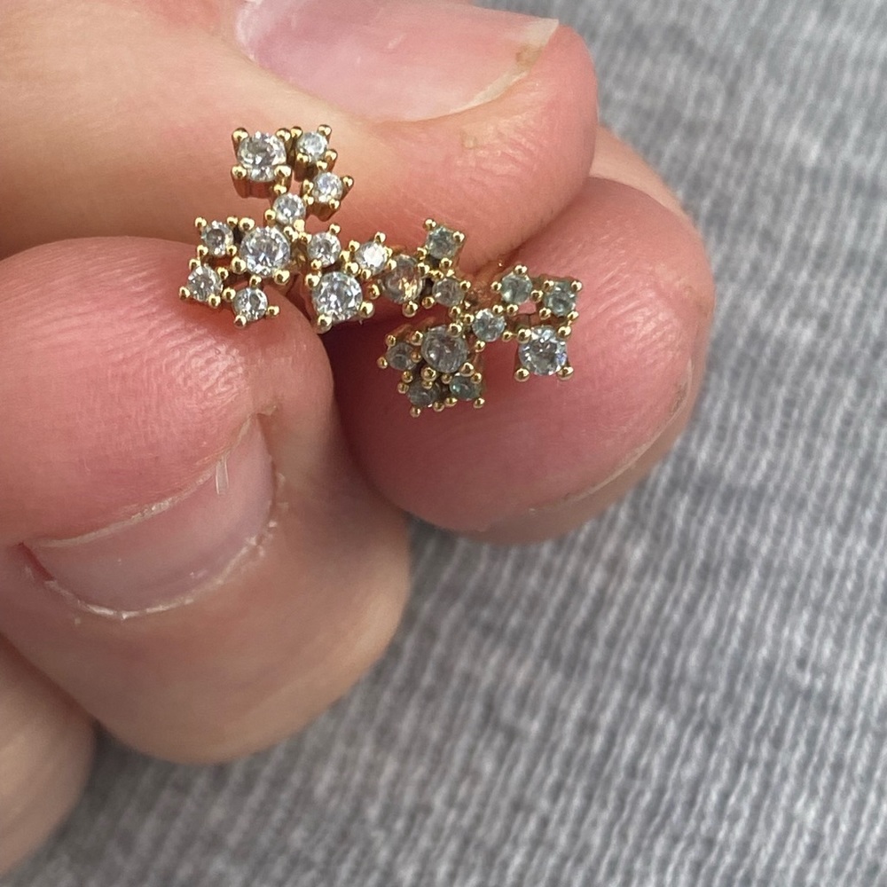 Tiny cluster CZ silver (gold plated) stud earrings
